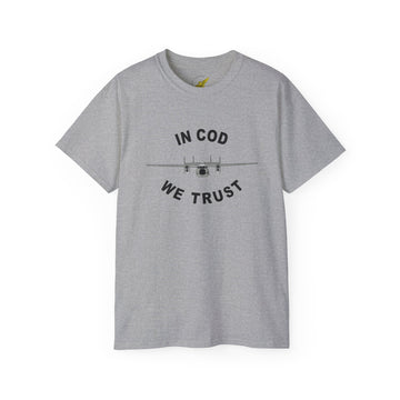 C-2 "Greyhound" IN COD WE TRUST Tee, Navy Carrier Onboard Delivery Aircraft