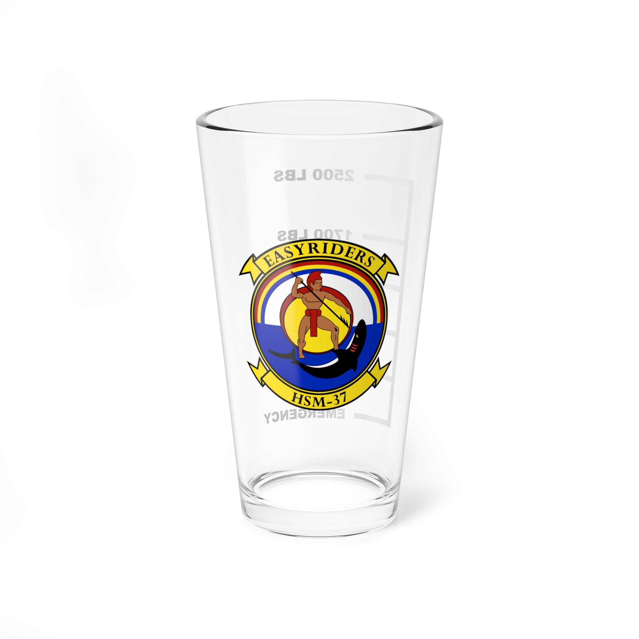 HSL-37 "Easyriders" Fuel Low Pint Glass Mixing Glass, 16oz, Navy, Aviation, Wings, Veteran, Helicopter, SH-2, HSL