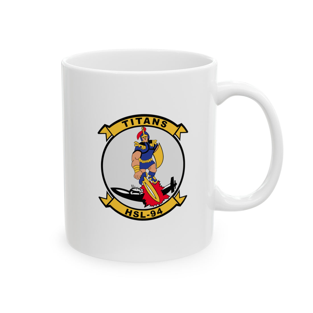 HSL-94 Titans Squadron Logo and SH-2 Profile Ceramic Mug