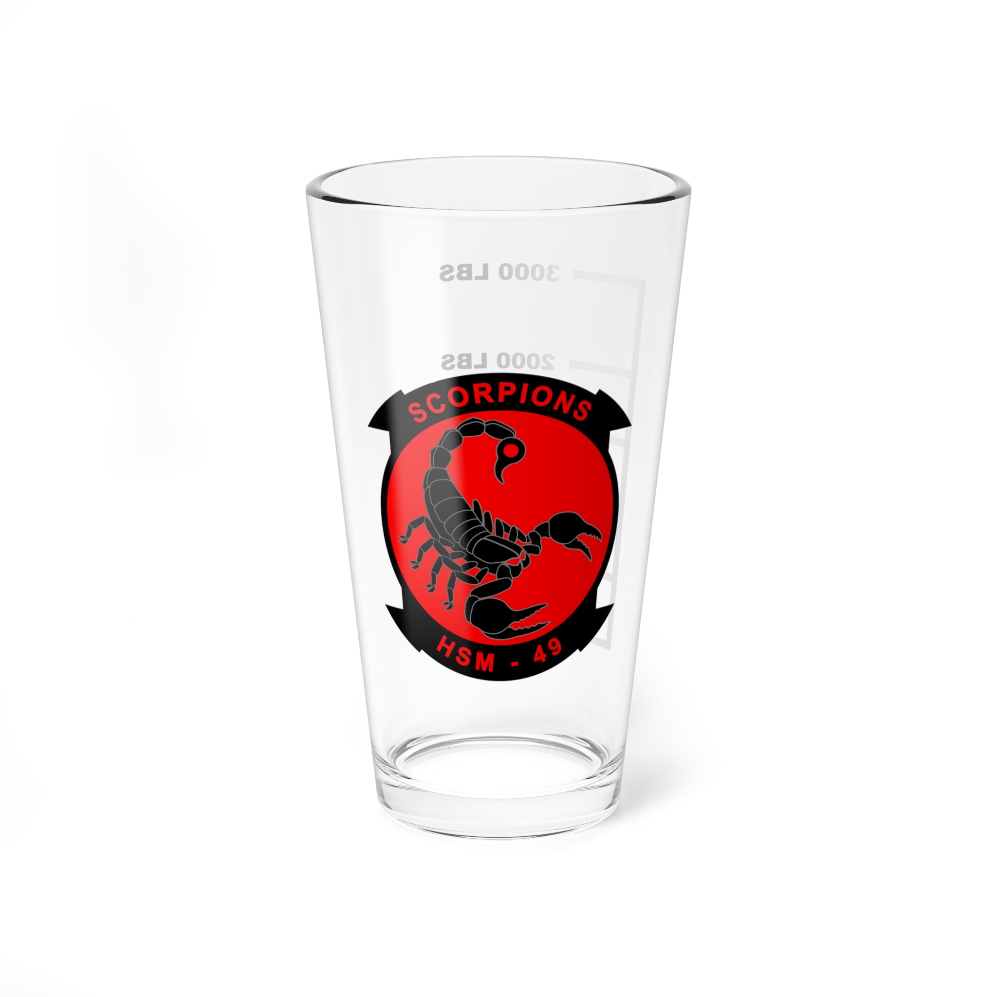 HSM-49 "Scorpions" Fuel Low Pint Glass, Navy Helicopter Maritime Strike Squadron flying the MH-60R