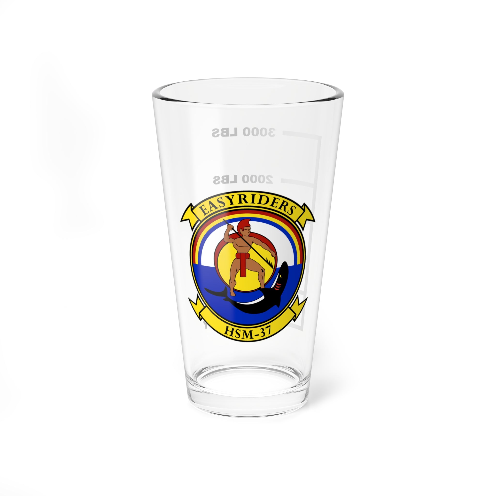 HSM-37 "Easy Riders" Fuel Low Pint Glass , 16oz, Navy Helicopter Maritime Strike Squadron flying the MH-60R