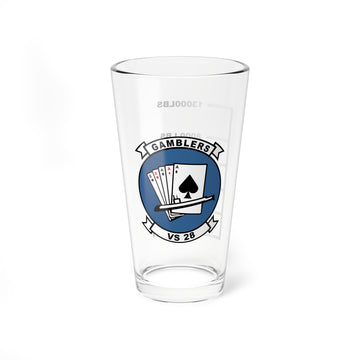 VS-28 "Gamblers" Fuel Low Pint Glass, Navy Sea Control Squadron flying the S-3 Viking