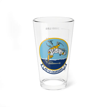 HS-14 " Fuel Low Pint Glass Mixing Glass, Navy Helicopter ASW Squadrion flying the SH-3 Sea King