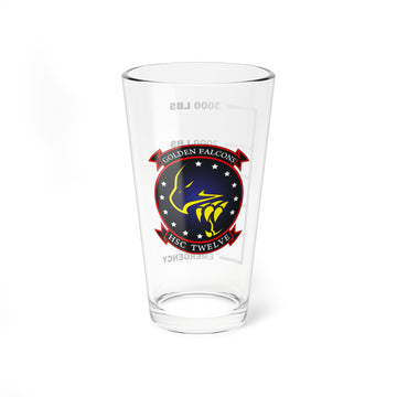 HSC-12 "Golden Falcons" Fuel Low Pint Glass, Navy Helicopter Combat Fleet Support Squadron flying the MH-60S Knight Hawk