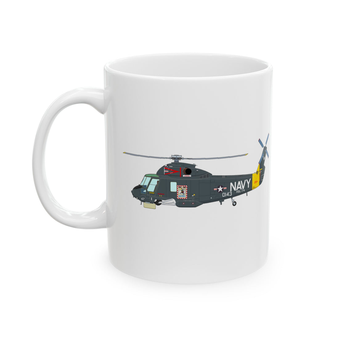 HSL-74 Demon Elves Squadron Logo and SH-2 Profile Ceramic Mug