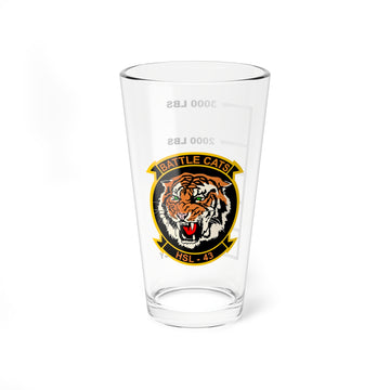 HSL-43 "Battlecats" Fuel Low Pint Glass, Navy Maritime Strike and ASW Helicopter Squadron flying the SH-60B Seahawk