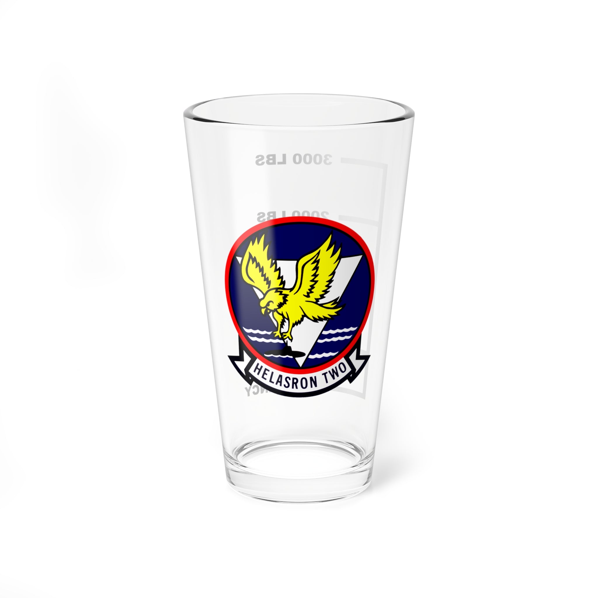 HS-2 "World Famous Golden Falcons" Fuel Low Pint Glass, Navy Helicopter ASW Squadron flying the SH-60F Seahawk