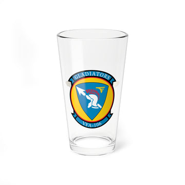 VFA-106 "Gladiators" Pilot Pint Glass, 16oz, Navy Strike Fighter Replacement Squadron flying the F/A-18E/F Super Hornet