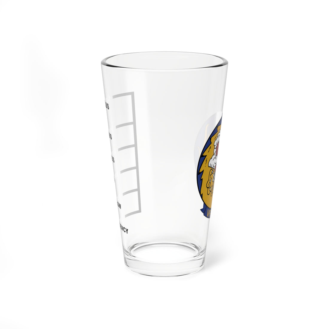 VFA-192 "Golden Dragons" Fuel Low Pint Glass, Navy Strike Fighter Squadron flying the F/A-18 Hornet