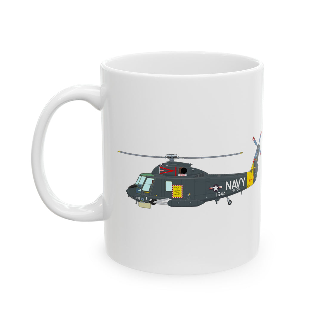 HSL-36 Det 6 336 "Lamplighters" Squadron Logo and SH-2 Profile Ceramic Mug - Navy, Aviation, helicopter, Aviator, Aircrewman, Kaman