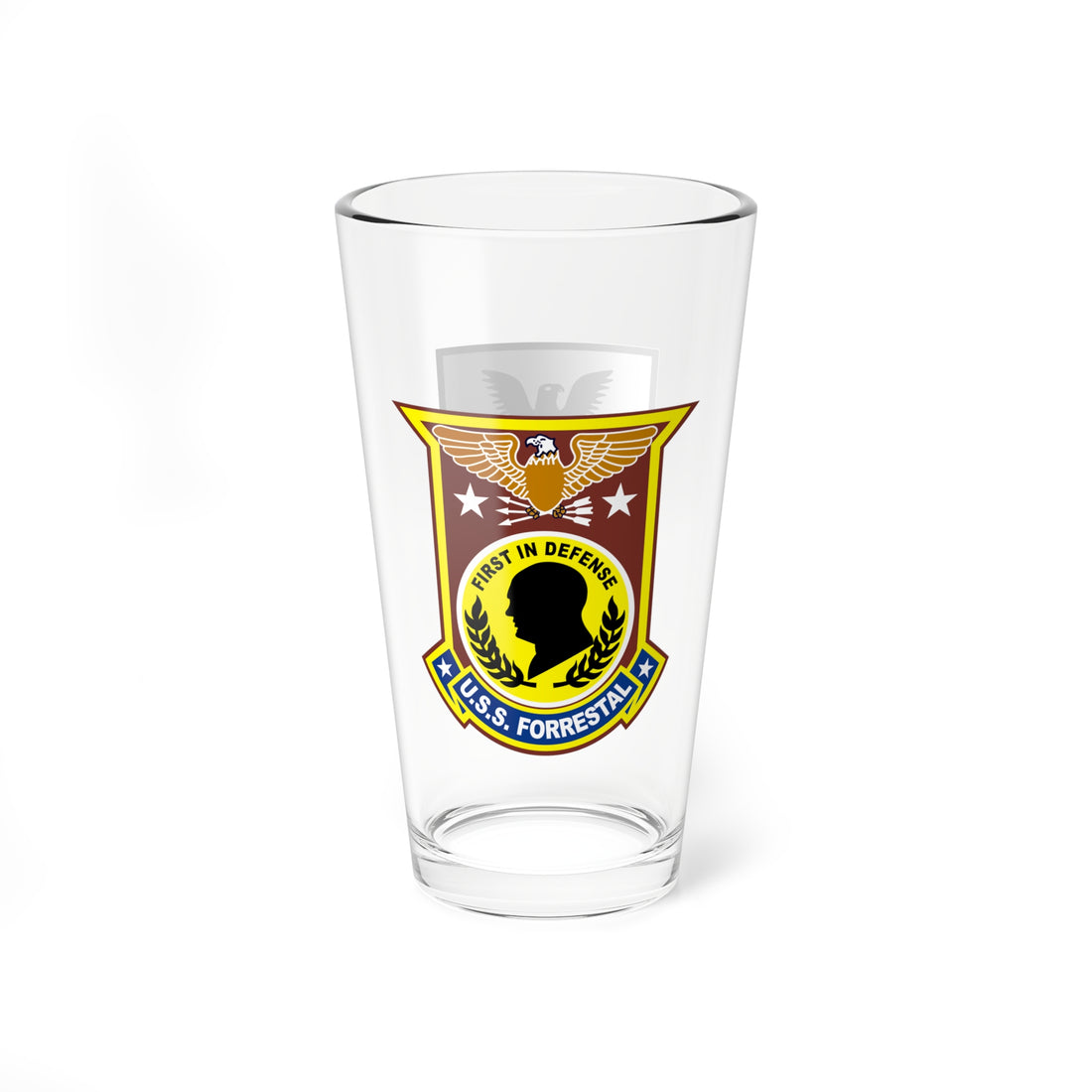 USS Forrestal Pint Glass with OS2 Rating Badge