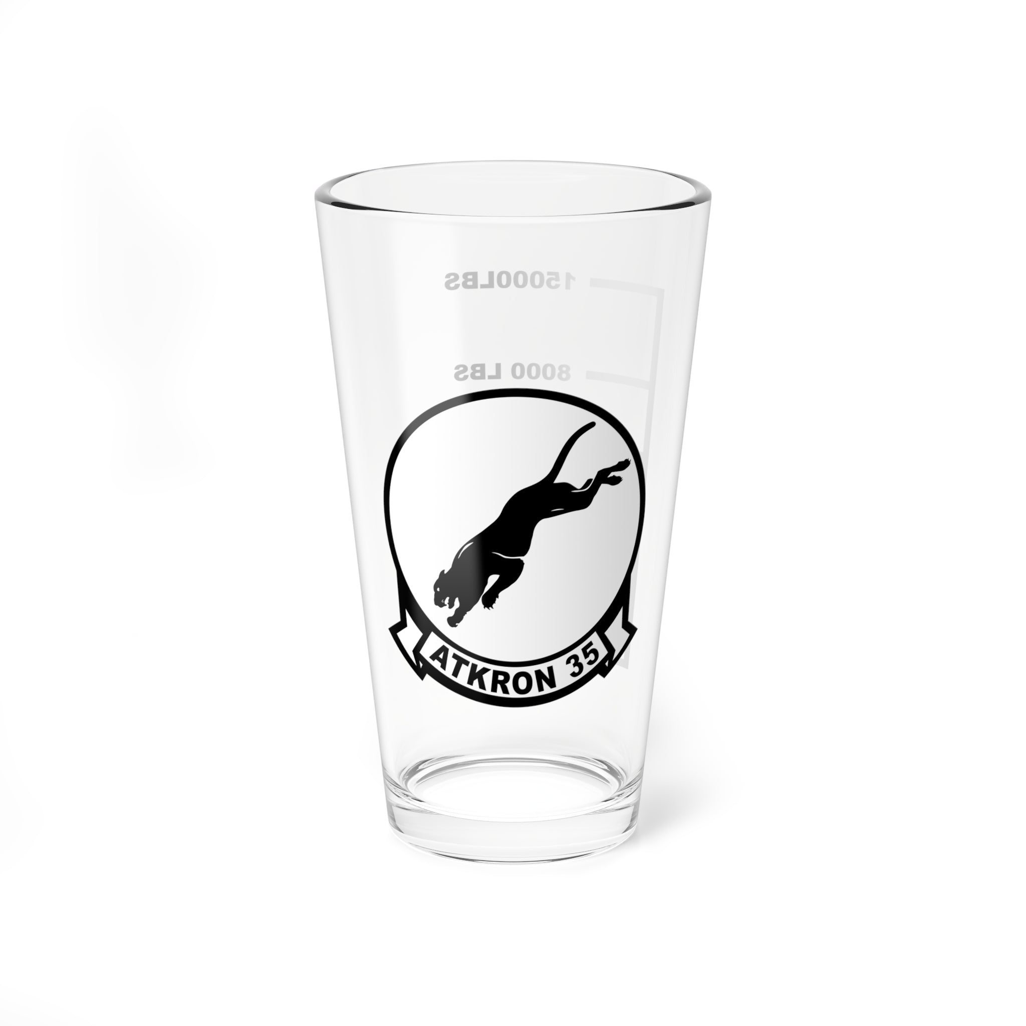 VA-35 "Black Panthers" Fuel Low Pint Glass, US Navy Attack Squadron flying the A-6 Intruder