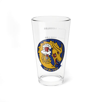 VFA-192 "Golden Dragons" Fuel Low Pint Glass, Navy Strike Fighter Squadron flying the F/A-18 Hornet