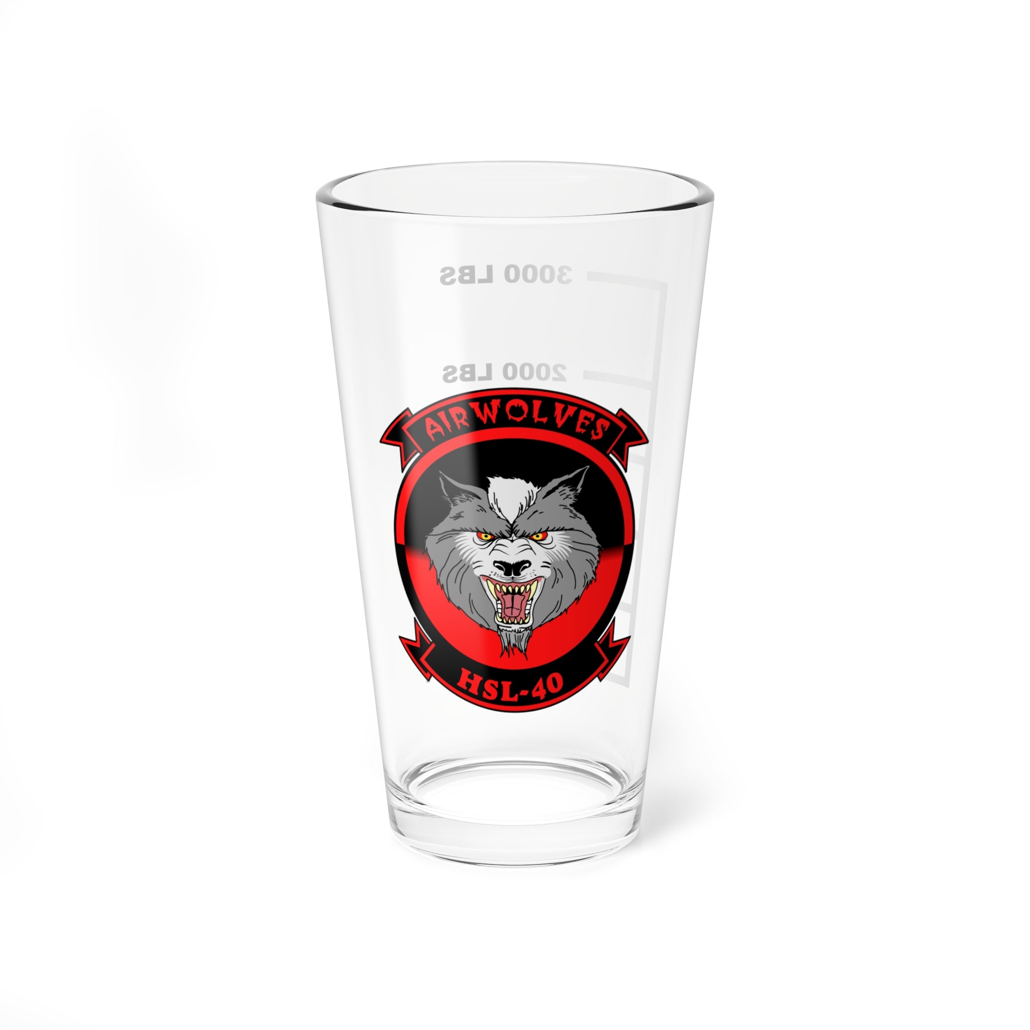 HSL-40 "Airwolves" Fuel Low Pint Glass Mixing Glass, 16oz, Navy, Aviation, Wings, Veteran, Helicopter, H-60, HSM, HSL