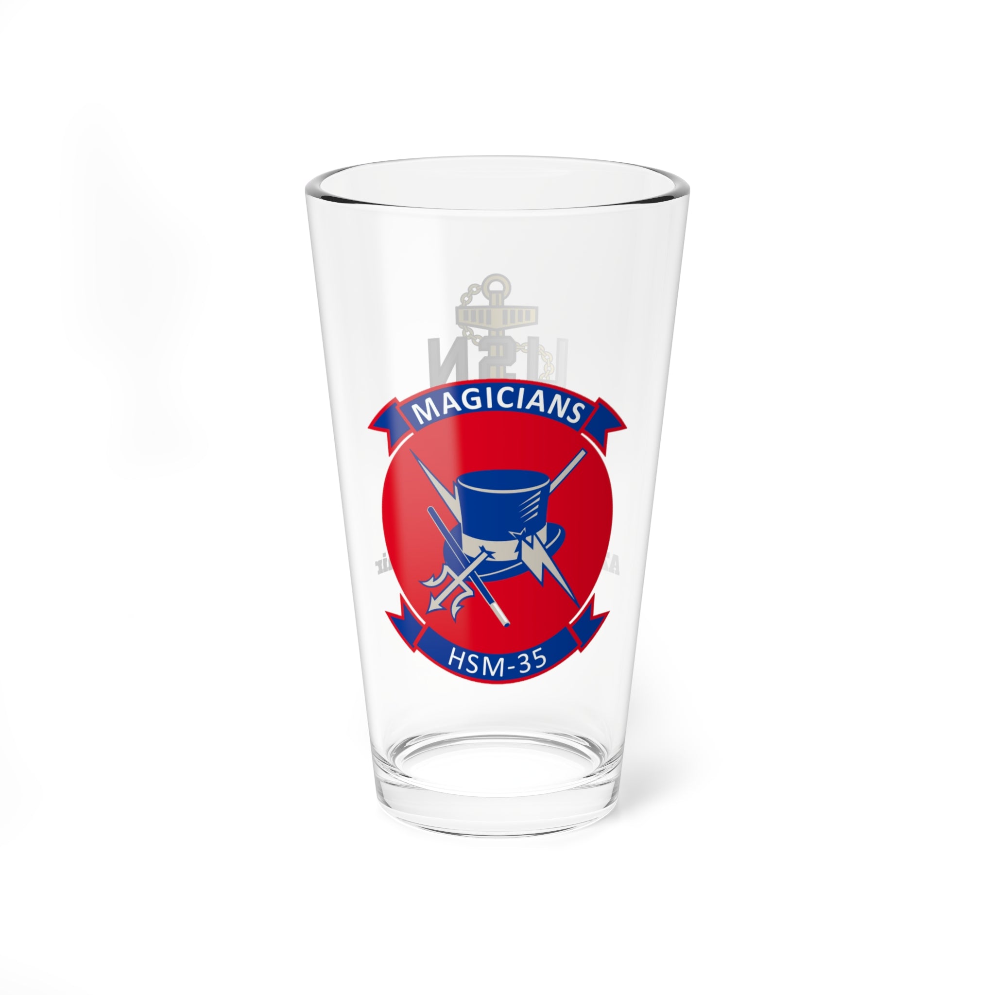 Personalized HSM-35 "Magicians" AZC Lair Pint Glass, 16oz, Navy Helicopter Maritime Strike Squadron flying the MH-60R