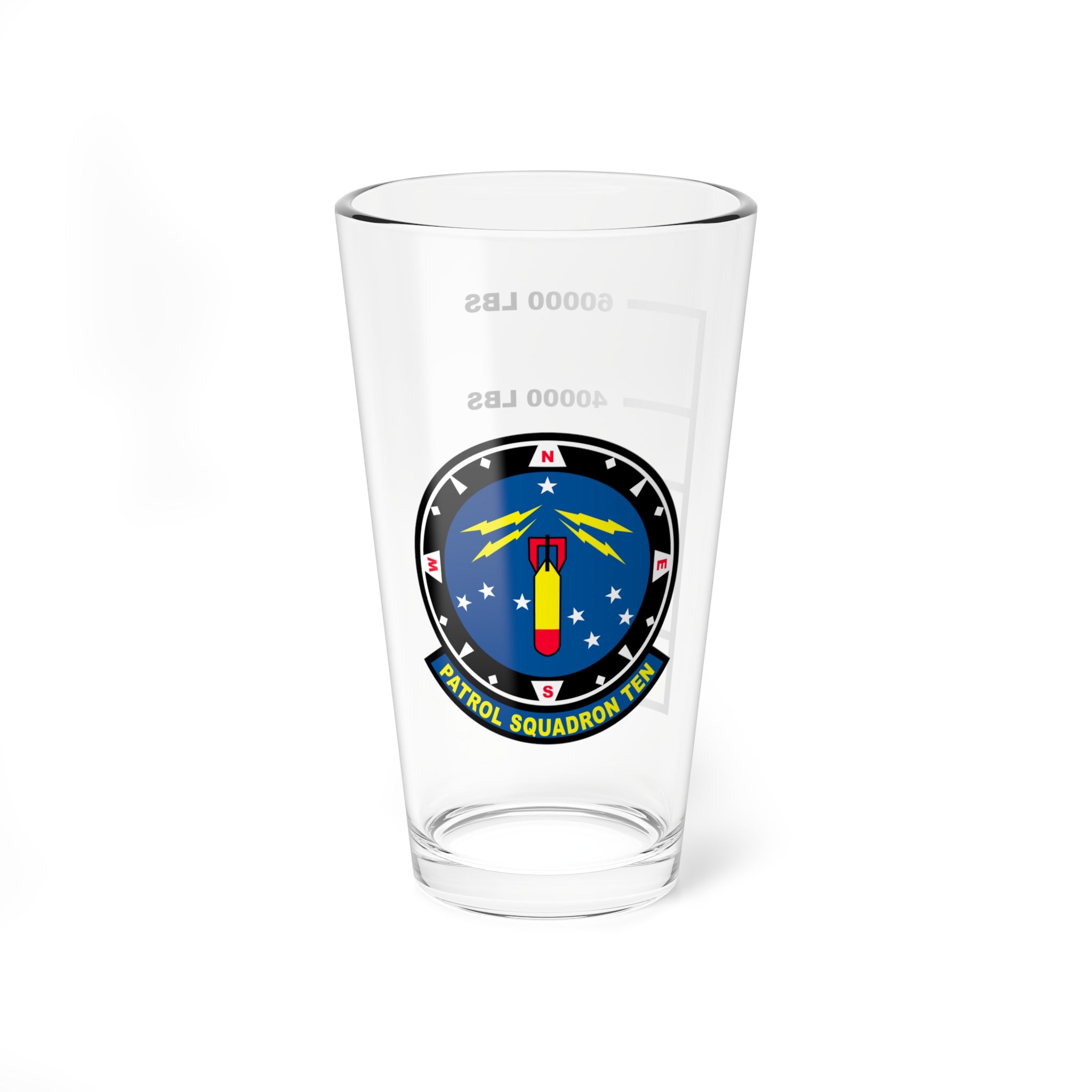 VP-10 "Red Lancers" Fuel Low Pint Glass, Navy Maritime Patrol Squadron flying the P-3 Orion and P-8 Poseidon