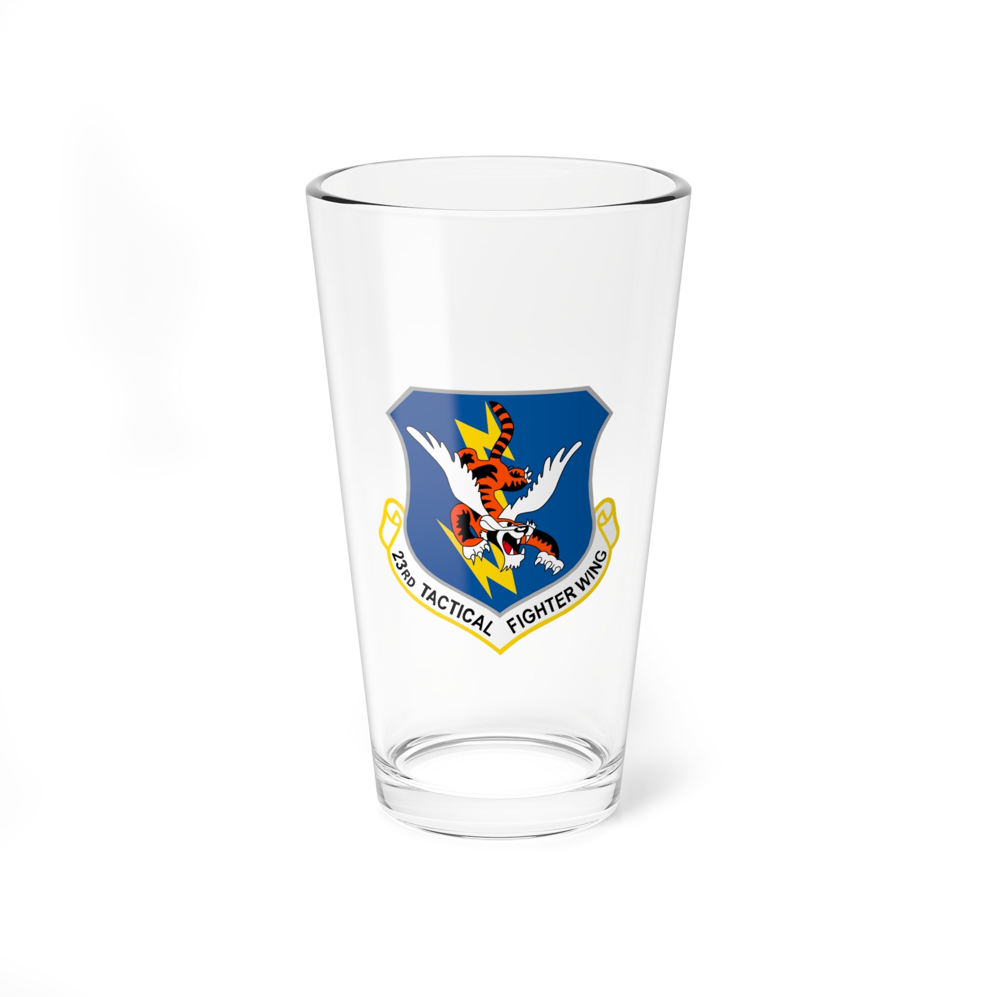 23rd Tactical Fighter Wing Pint Glass, USAF, Tactical Wing flying the A-10 Thunderbolt II and C-130 Hercules