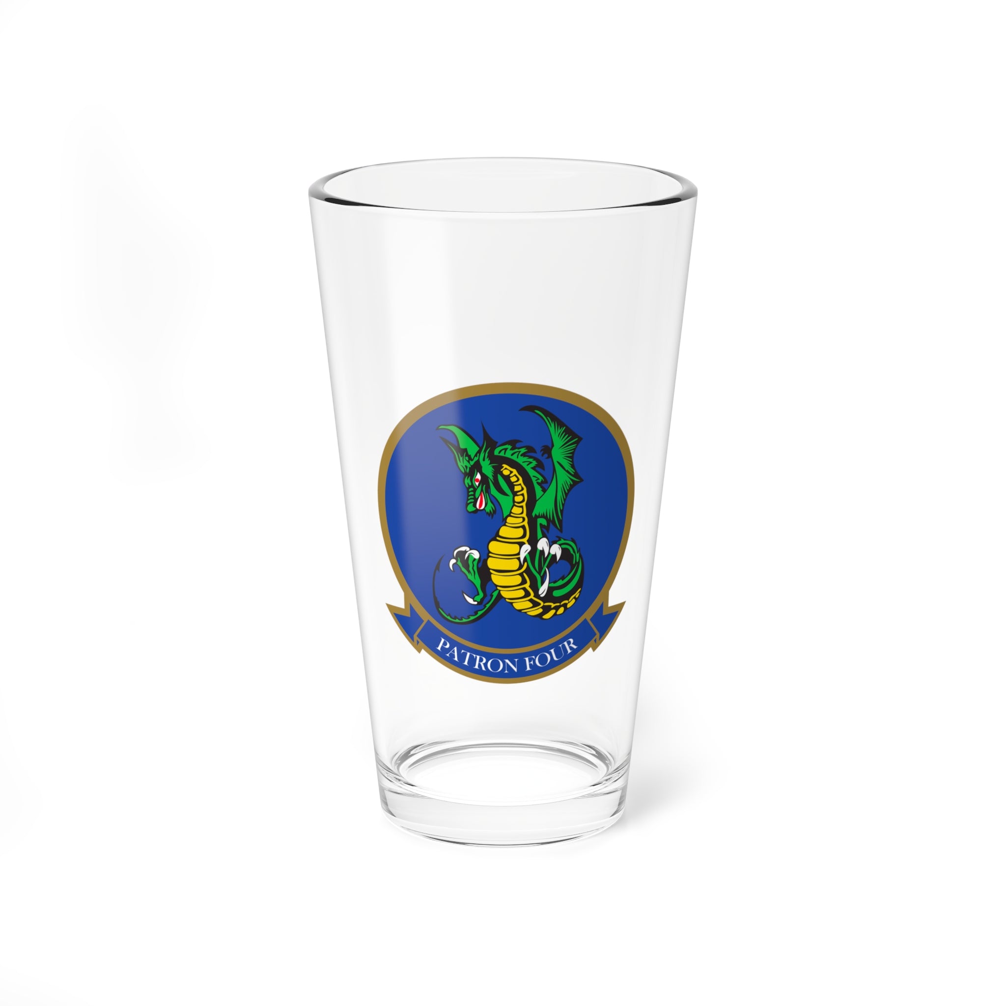 VP-4 "Skinny Dragons" -no wings- Pint Glass, 16oz, Navy Maritime Patrol Squadron flying the P-3 Orion and P-8 Poseidon