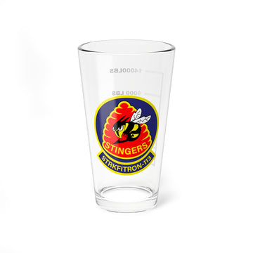 VFA-113 "Stingers" Fuel Low Pint Glass, Navy Strike Fighter Squadron flying the F/A-18 Hornet