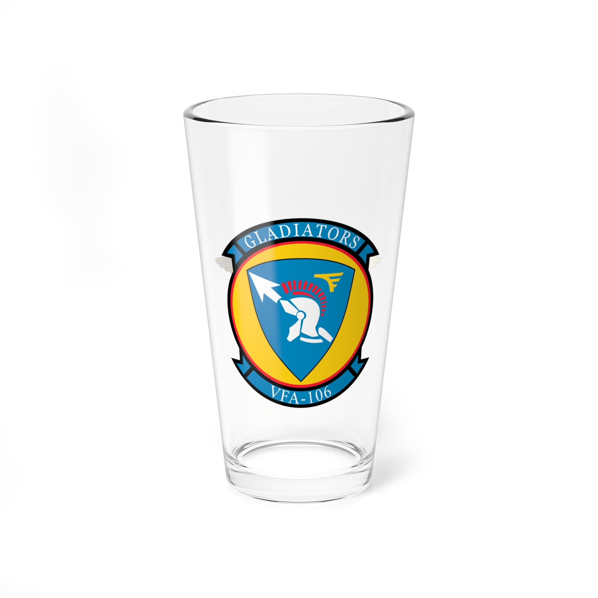 VFA-106 "Gladiators" NFO Pint Glass, Navy Strike Fighter Replacement Squacdron flying the F/A/-18E/F Super Hornet