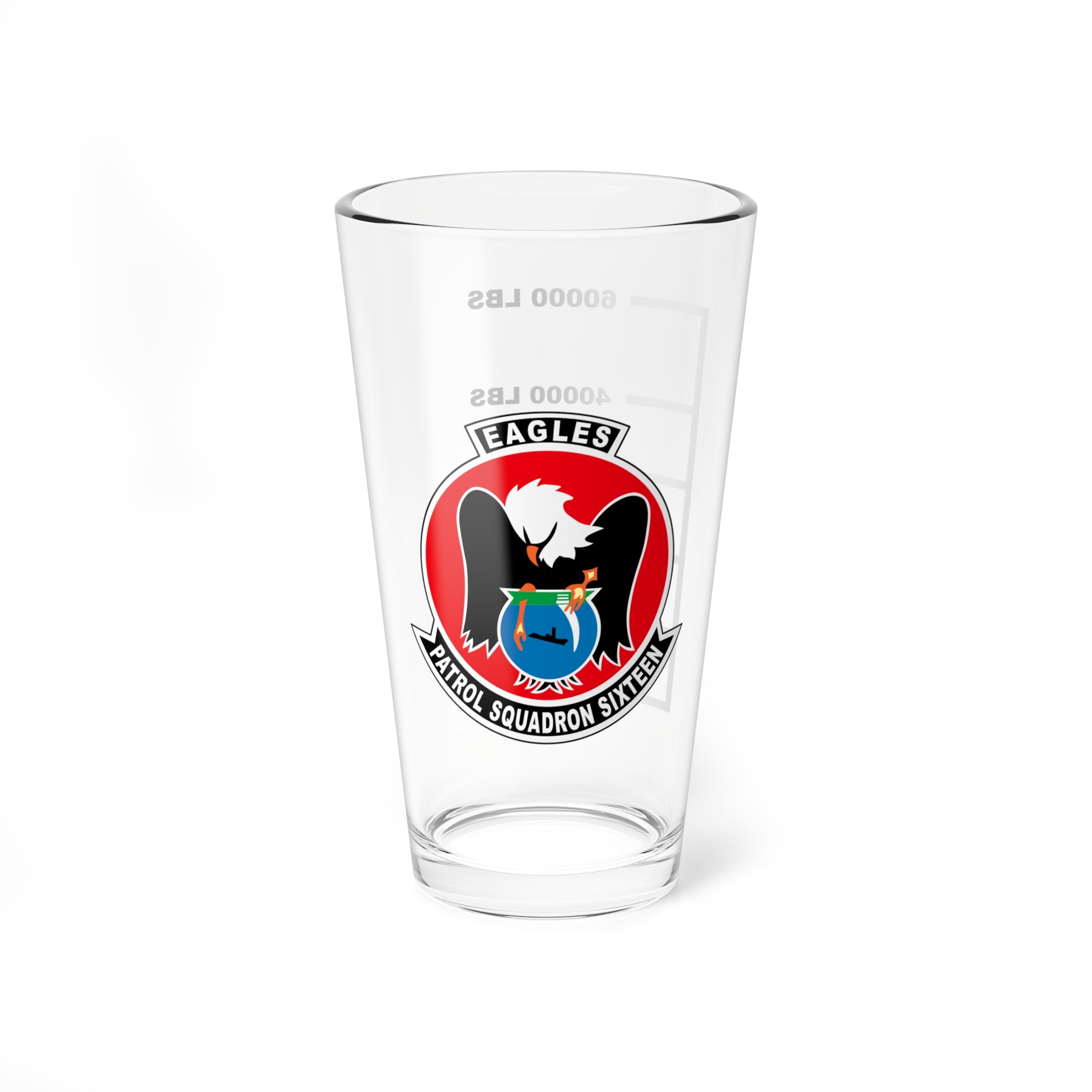 VP-16 "War Eagles" Fuel Low Pint Glass, Navy Maritime Patrol Squadron flying the P-3 Orion and P-8 Poseidon