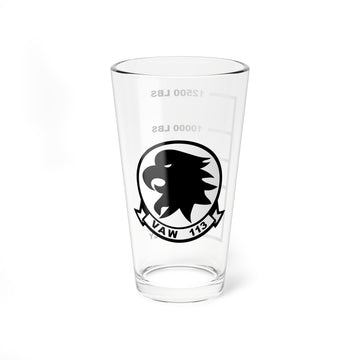 VAW-113 "Black Eagles"  Fuel Low Pint Glass, 16oz, Navy Airborne Early Warning Squadron Flying the E-2 Hawkeye