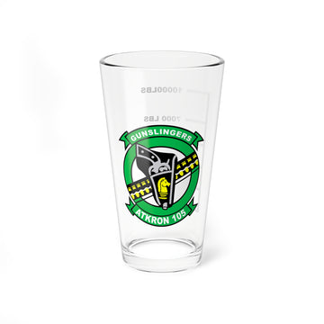 VA-105 "Gunslingers" Fuel Low Pint Glass, 16oz, Navy Attack Squadron flying the A-7 Crusader