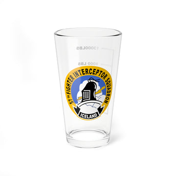 57th FIS "Black Knights" Fuel Low Pint Glass, USAF Fighter-Interceptor Squadron flying the F-15 Eagle