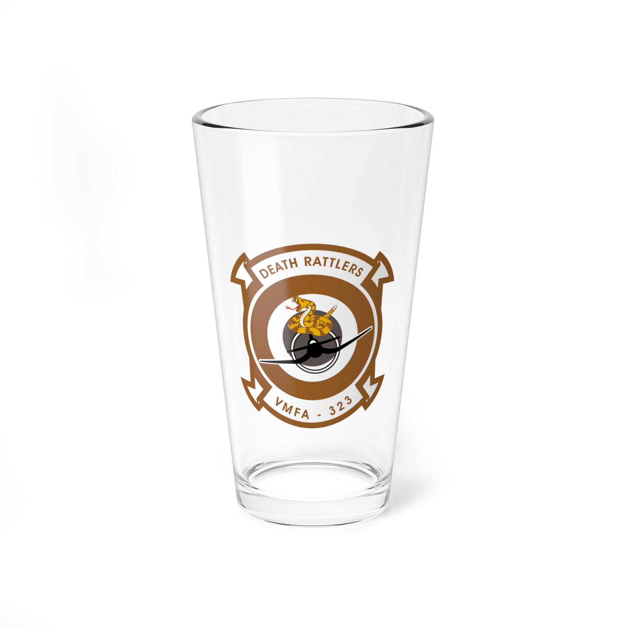 VMFA-323 "Death Rattlers" -no wings- Pint Glass, 16oz, Marine Corps Fighter Attack Squadron