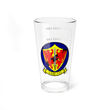 VAW-121 "Blue Tails"  Fuel Low Pint Glass, 16oz, Navy Airborne Command and Control Squadron Flying the E-2 Hawkeye