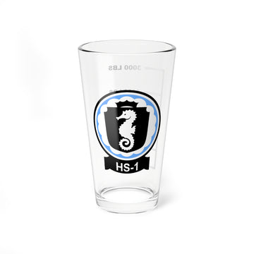 HS-1 "Seahorses" Fuel Low Pint Glass, Navy ASW Helicopter Squadron flying the SH-60F Seahawk