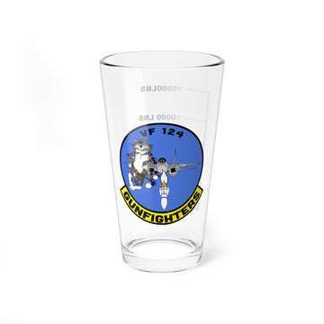 VF-124 "Gunfighters" Fuel Low Pint Glass, US Navy Fighter Replacement Training Squadron flying the F-14 Tomcat