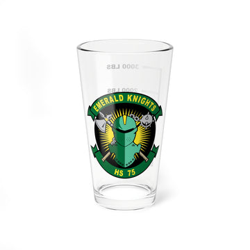 HS-75 "Emerald Knights" Fuel Low Pint Glass, Helicopter Antisubmarine Squadron Naval Aviation, Wings, Veteran, Helicopter, H-53