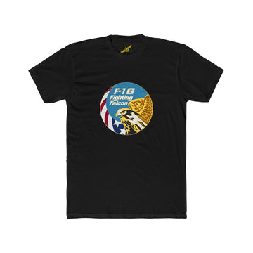 F-16 Fighting Falcon Logo Men's Cotton Crew Tee, USAF Fighter Aircraft