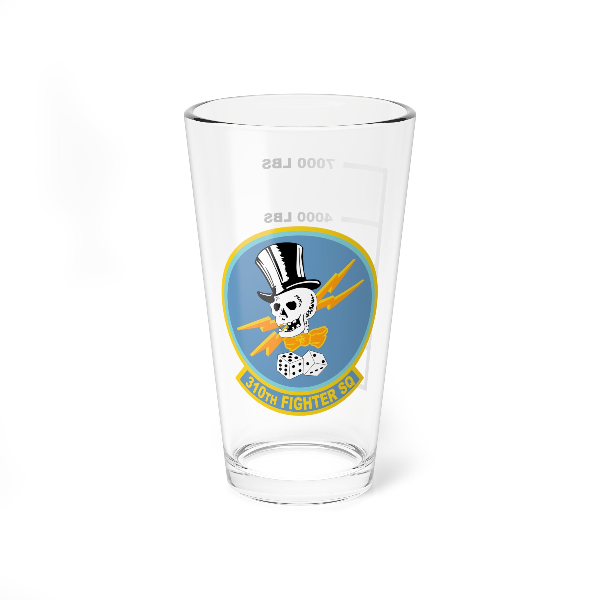 310th Fighter Squadron Fuel Low Pint Glass, USAF Fighter Squadron flying the F-16 Viper (Fighting Falcon)