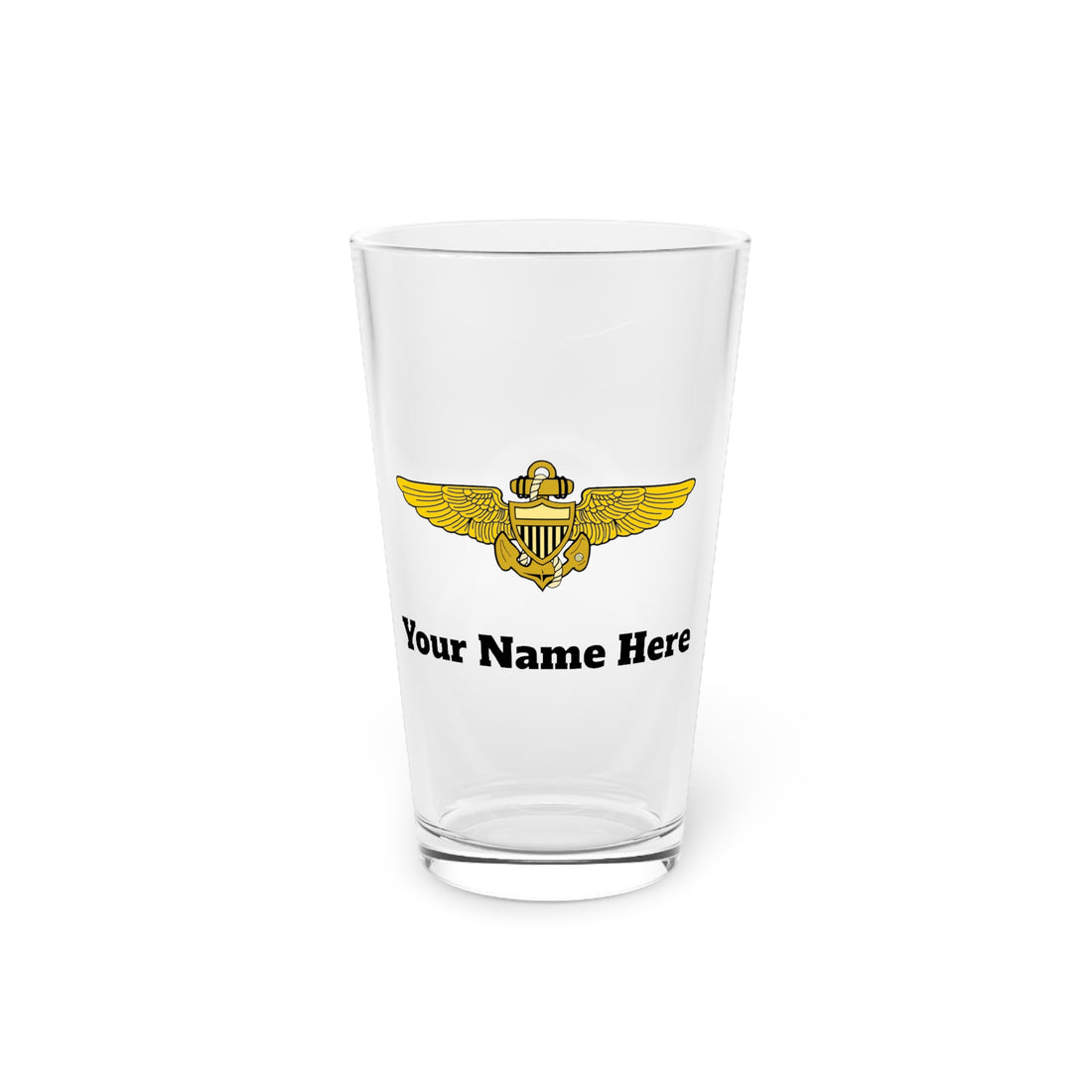 Personalized Naval Aviator Wings Pint Glass 16oz