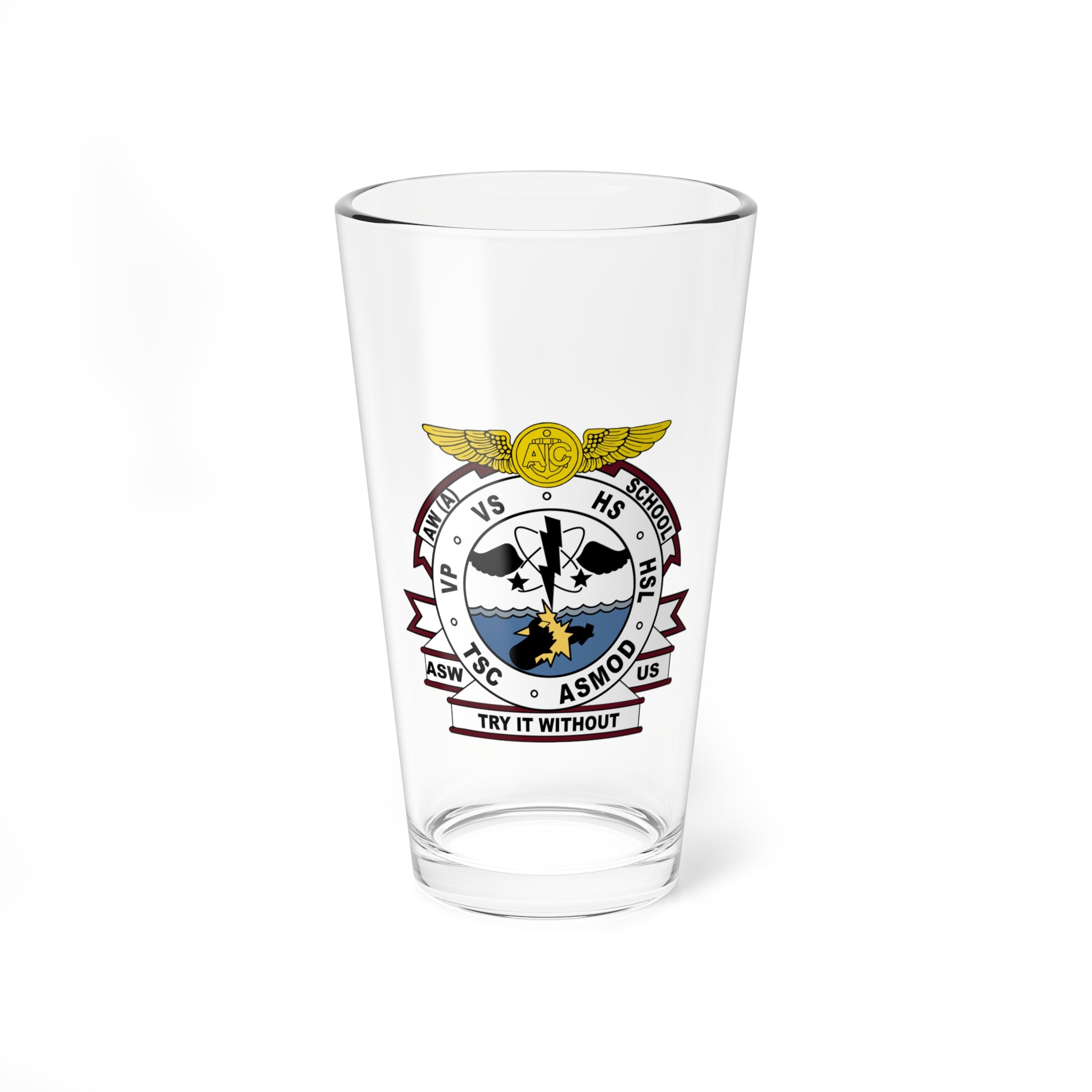 AW(A) School Pint Glass, US Navy Aviation Warfare Systems Operator Advance Training School from late 1990's to early 2000's