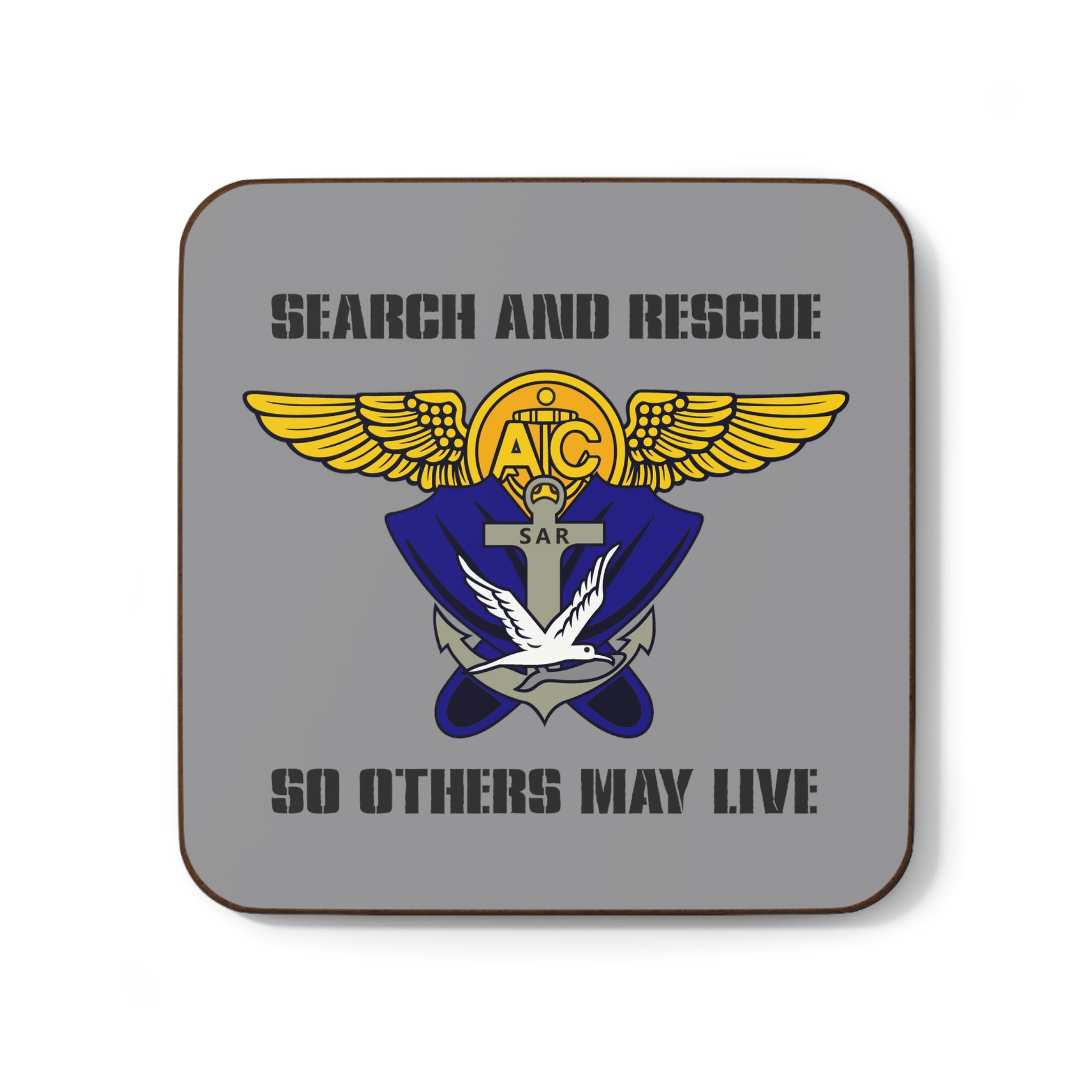 Rescue Swimmer Hardboard Back Coaster - Army, Air Force, Navy, Marines, Coast Guard, Veteran, Aviation, Helicopter, SAR