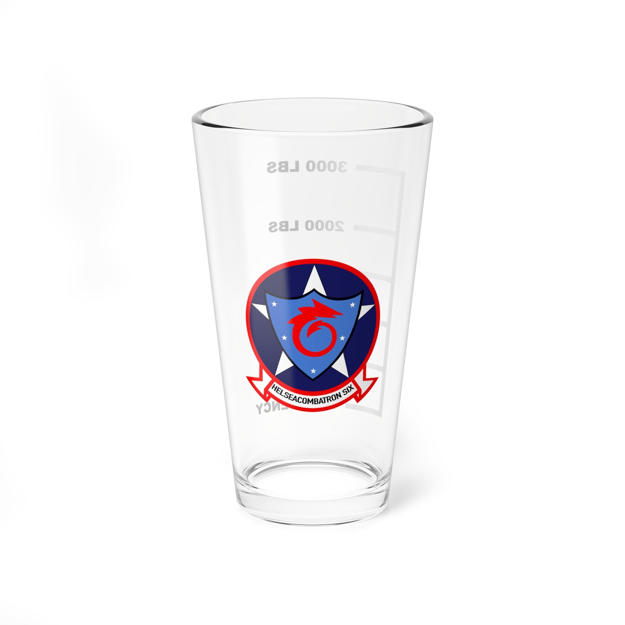 HSC-6 "Screamin' Indians"" Fuel Low Pint Glass, MH-60S Helicopter Sea Combat Squadron for Navy Retired and Veterans of Naval Aviation
