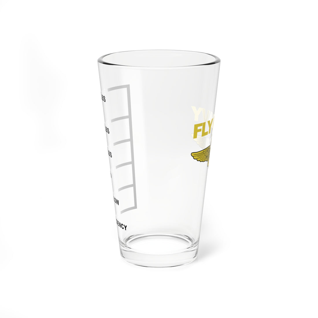 FLY NAVY Fuel Low Pint Glass Mixing Glass, 16oz, Navy, Aviation, Wings, Veteran, Helicopter,