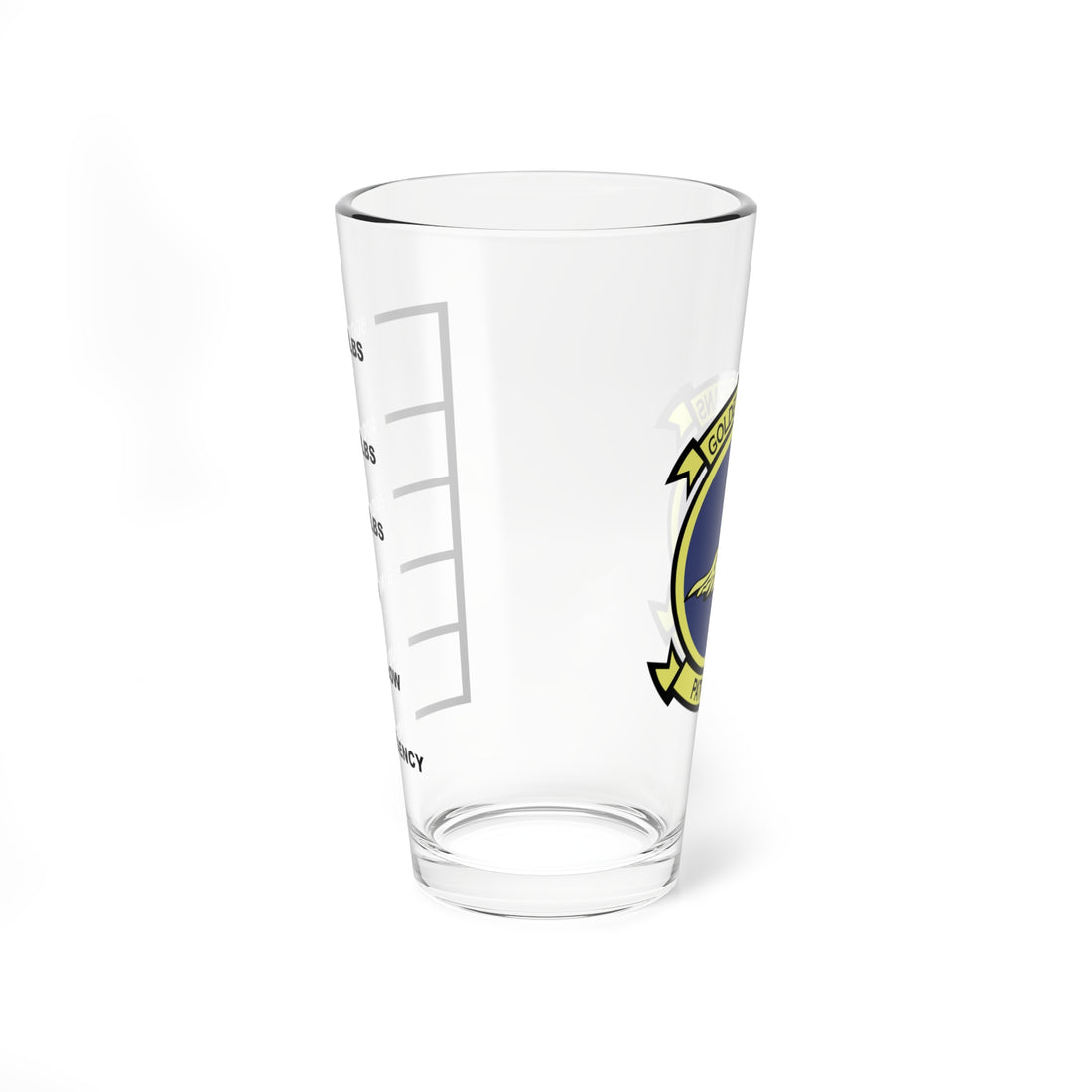 VP-44 "Golden Pelicans" Fuel Low Pint Glass, US Navy Maritime Patrol Squadron Flying the P-3 Orion