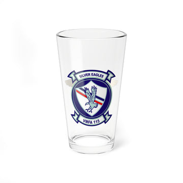 VMFA-115 "Silver Eagle" Pilot Pint Glass, 16oz, Marine Fighter Attack Squadron flying the F/A-18 Hornet