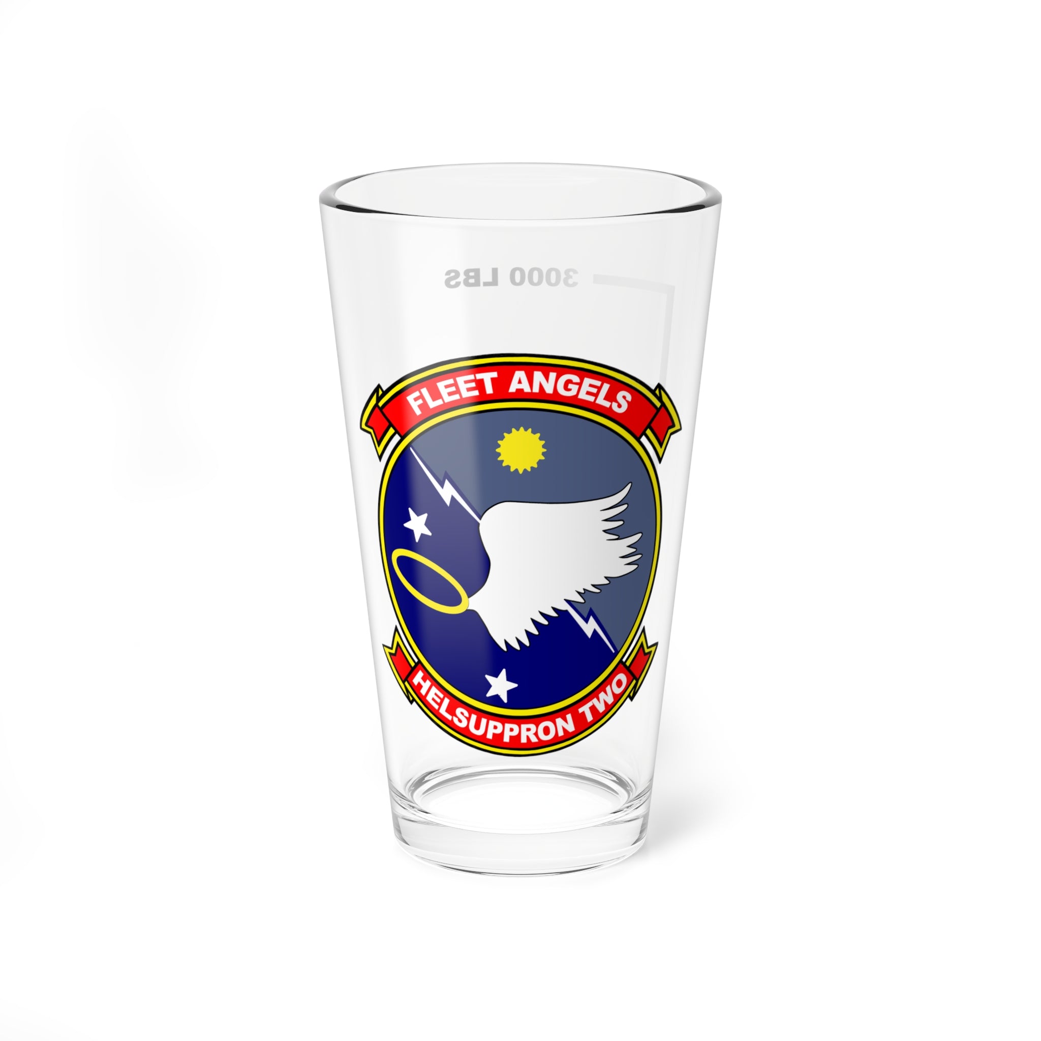 HC-2 "Fleet Angels"  Fuel Low Pint Glass, Navy Helicopter Fleet Support Squadron flying the HH-3 Sea King