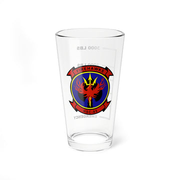 HSC-85 "Firehawks" Fuel Low Pint Glass, Navy Helicopter Combat Support Squadron flying the MH-60S Knight Hawk