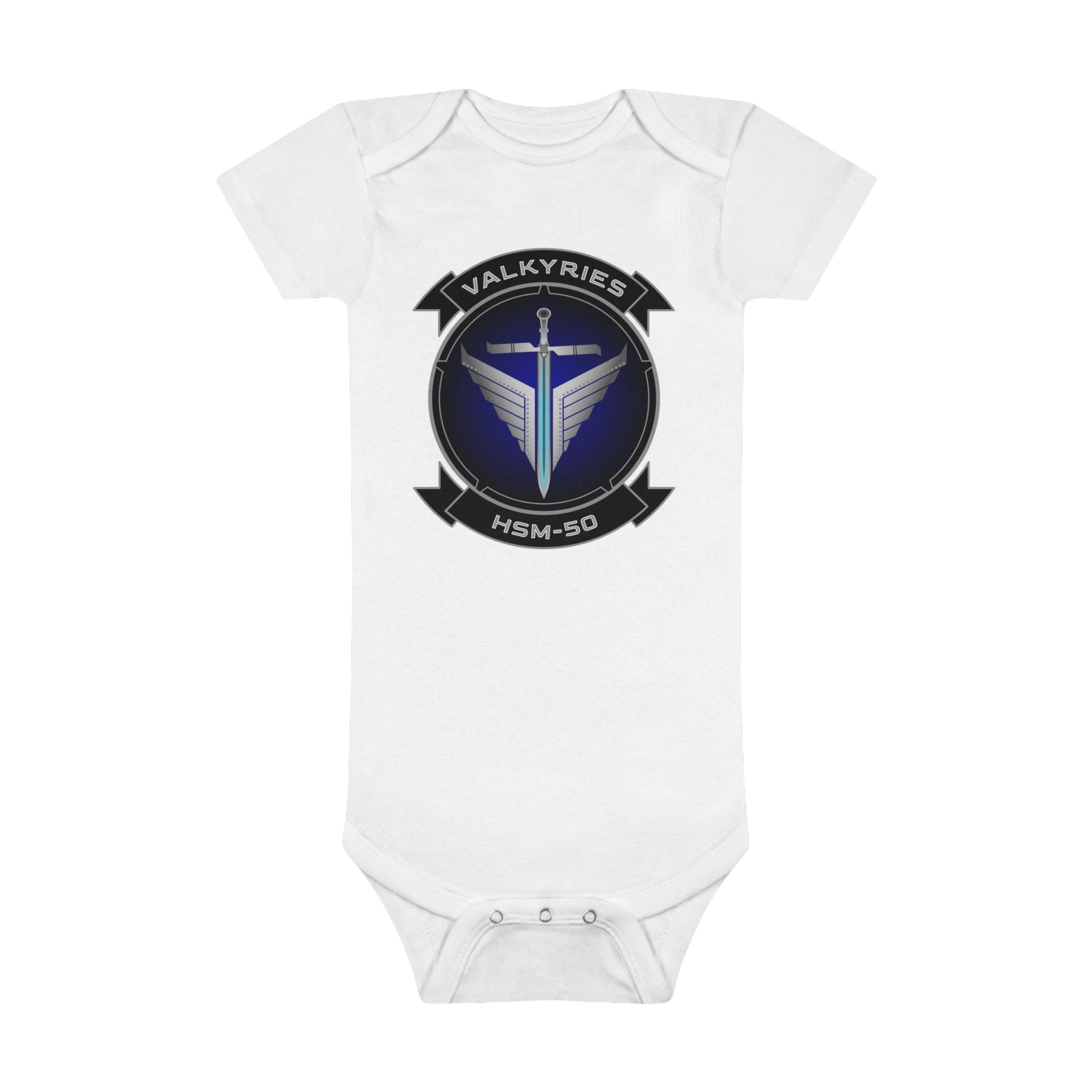 HSM-50 "Valkyries: Onesie® Organic Baby Bodysuit Navy Helicopter Maritime Strike Squadron flying the MH-60R Seahawk