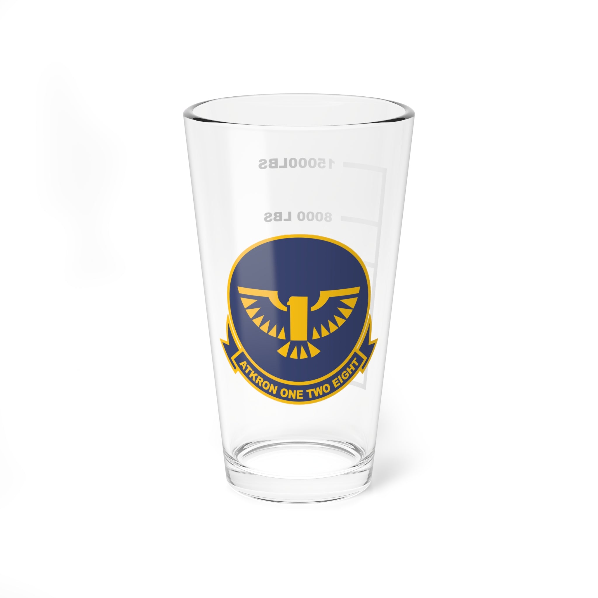 VA-128 "Golden Intruders" Fuel Low Pint Glass, Navy Attack Squadron Flying the A-6 Intruder