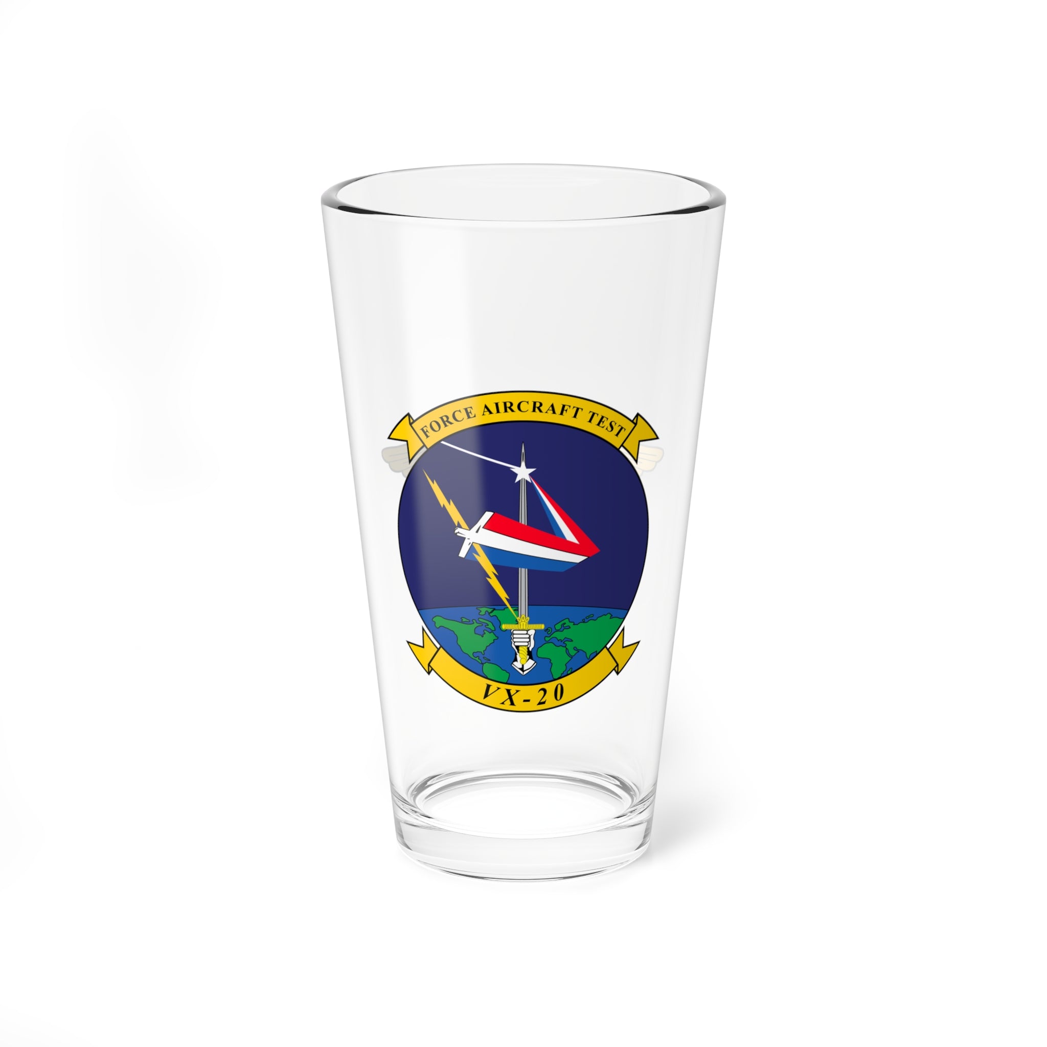 VX-20 "Force" Aviator Pint Glass, 16oz, Navy Test and Evaluation Squadron flying Multiple Aircraft