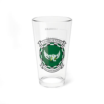 VFA-195 "Dambusters" Fuel Low Pint Glass, Navy Strike Fighter Squadron flying the F/A-18 Hornet