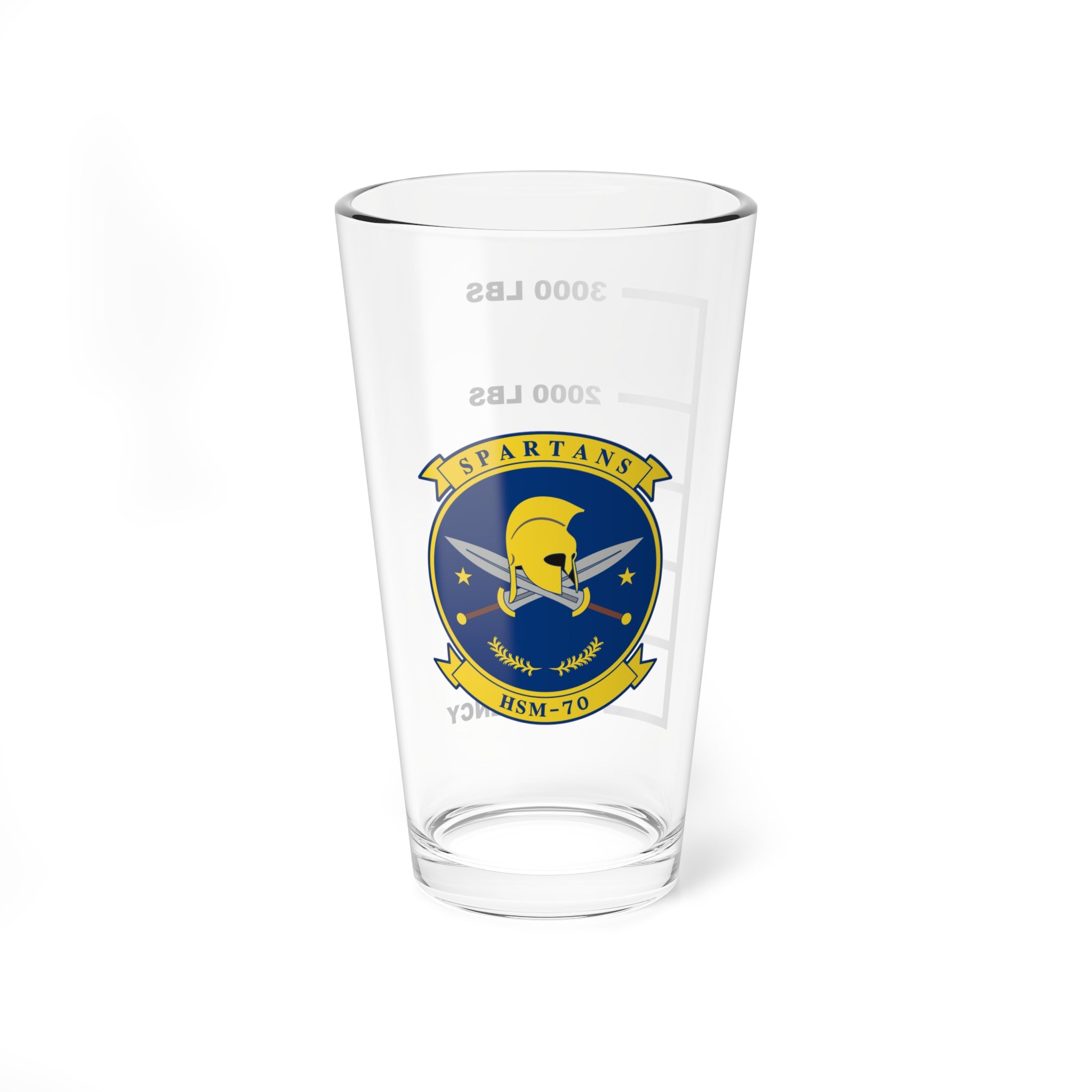 HSM-70 "Spartans" Fuel Low Pint Glass, MH-60R Helicopter Maritime Strike Squadron for Navy Retired and Veterans of Naval Aviation