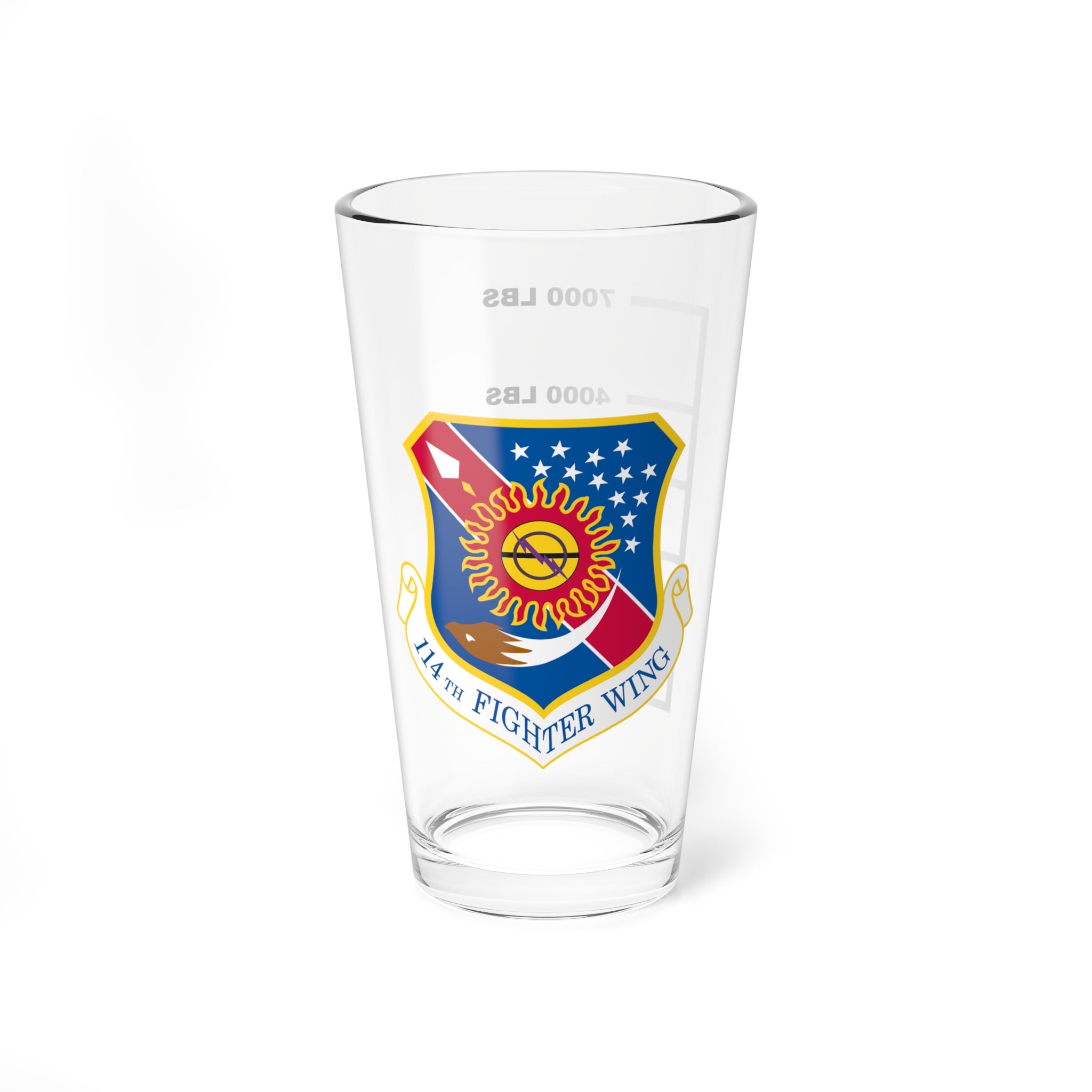 114th Fighter Wing Fuel Low Pint Glass, USANG Fighter Wing flying the F-16 Viper (Fighting Falcon)